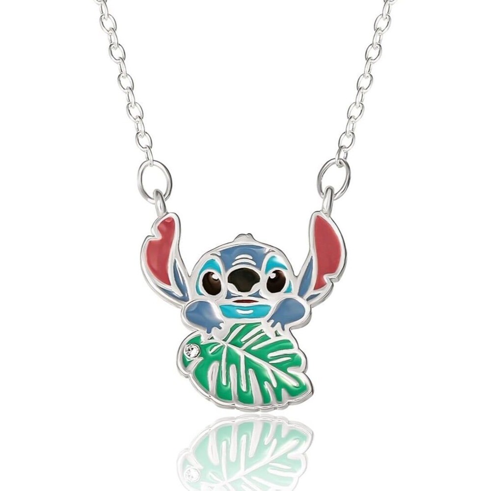 Disney Women’s Stitch necklace. Licensed silver Flash-Plated Fashion Jewelry